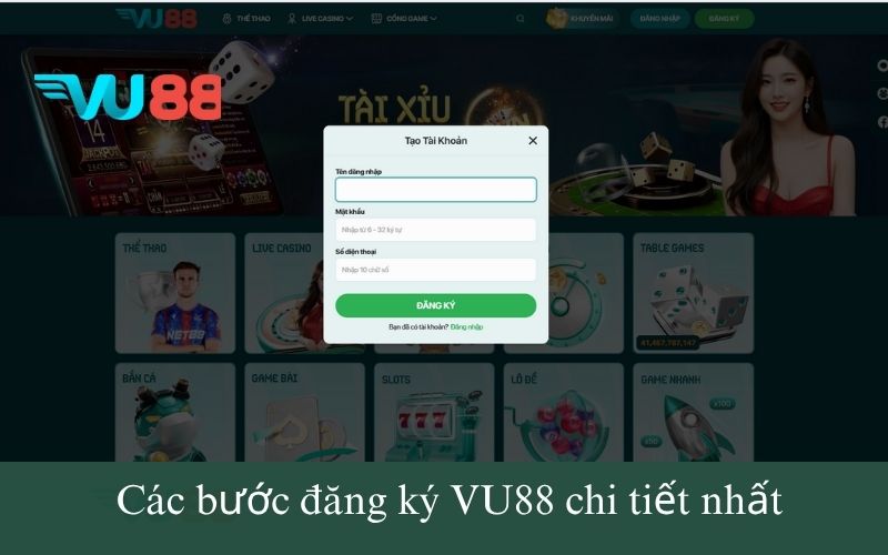 Các bước đăng ký VU88 chi tiết nhất