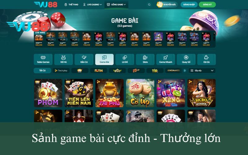 Sảnh game bài cực đỉnh - thưởng lớn