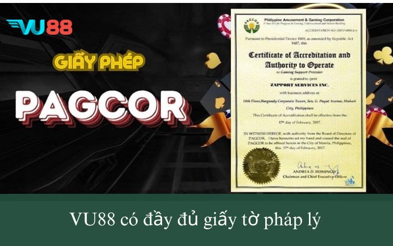 VU88 có đầy đủ giấy tờ pháp lý